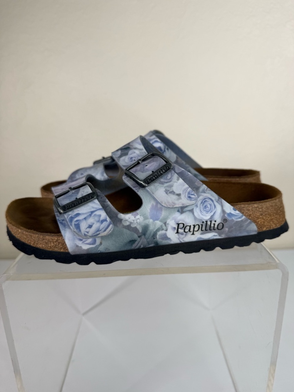 Papillio By Birkenstock Arizona Leather Sandals Shoes Silky Floral Print 5 N